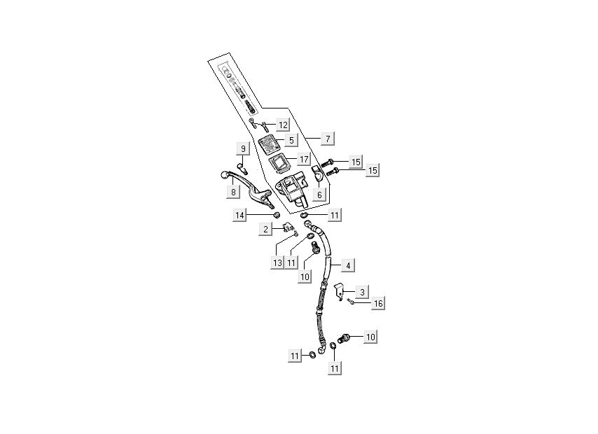 Remcilinder - Remhevel - Remleiding Kymco Super9 50 2-takt AC oud model matzwart zilver