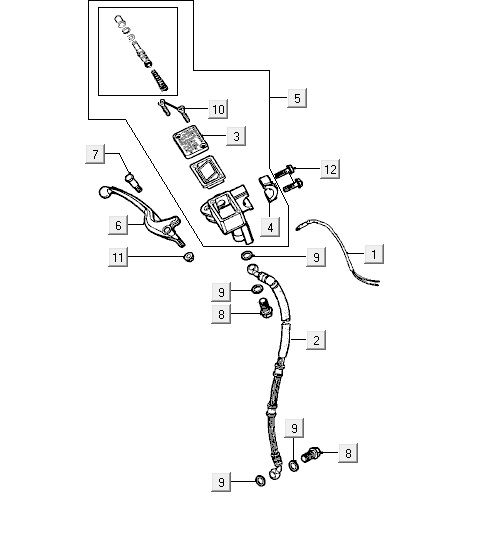 Remcilinder - Remhevel - Remleiding Kymco Vitality 50 2-takt AC blauw