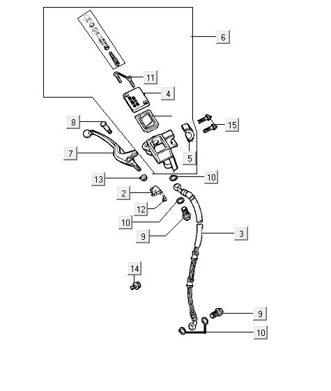 Remcilinder - Remhevel - Remleiding Kymco Yup 50 2-takt AC blauw-zilver