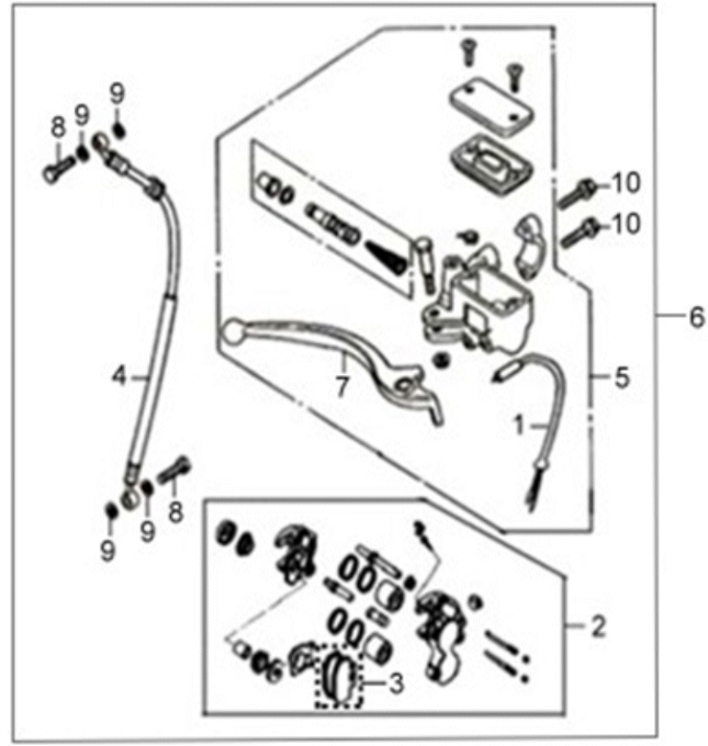 Voorremklauw/ remgreep/ remleiding Sym X'PRO 125