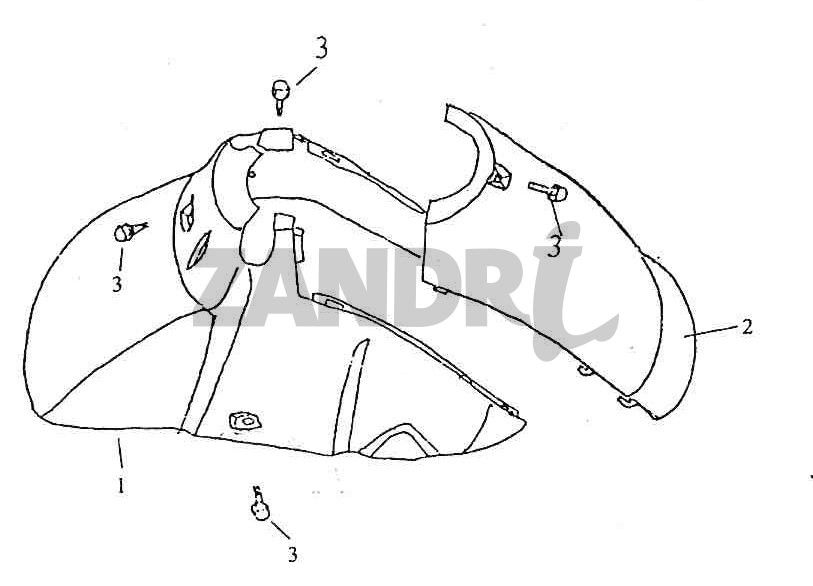Voorspatbord BTC Grande Retro GT1 blauw creme metallic