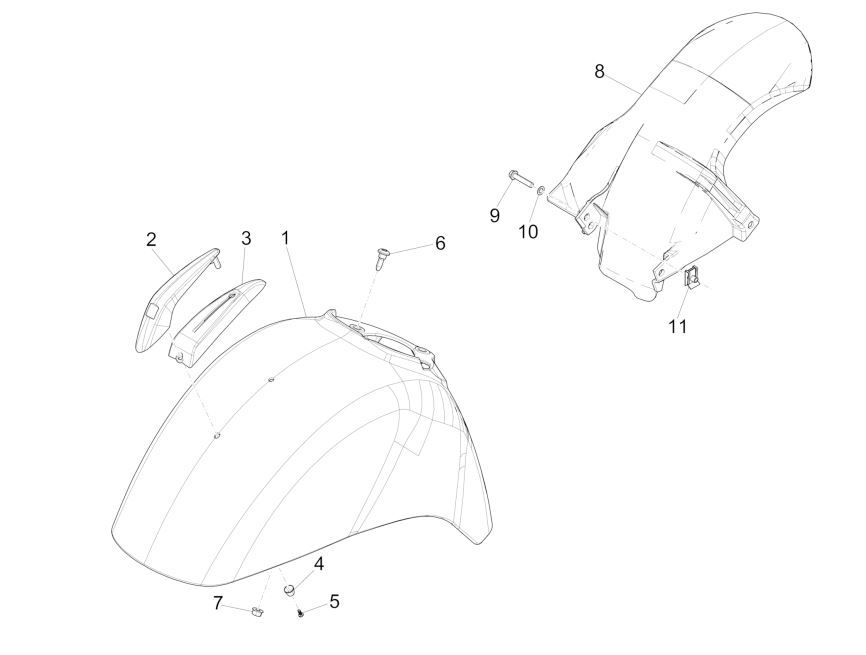 Voorspatbord Vespa GTS 125 IE limoengeel 928/A