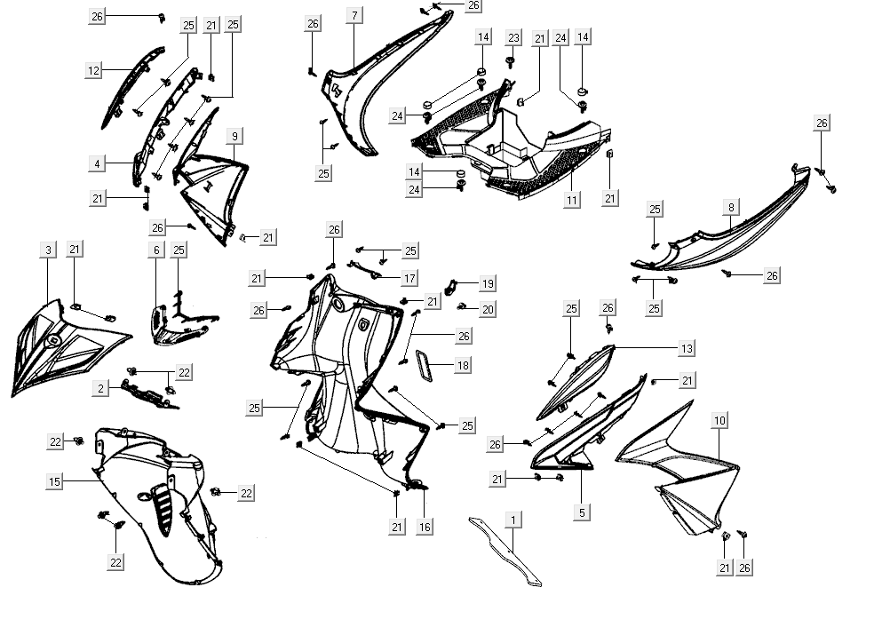 Voorspatbord Kymco Super8 Street 50i Euro 4 matzwart
