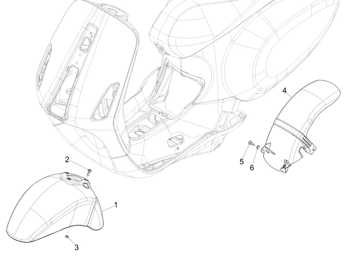 Voorspatbord Vespa Sprint 125 3V IE ABS Euro 5 2021