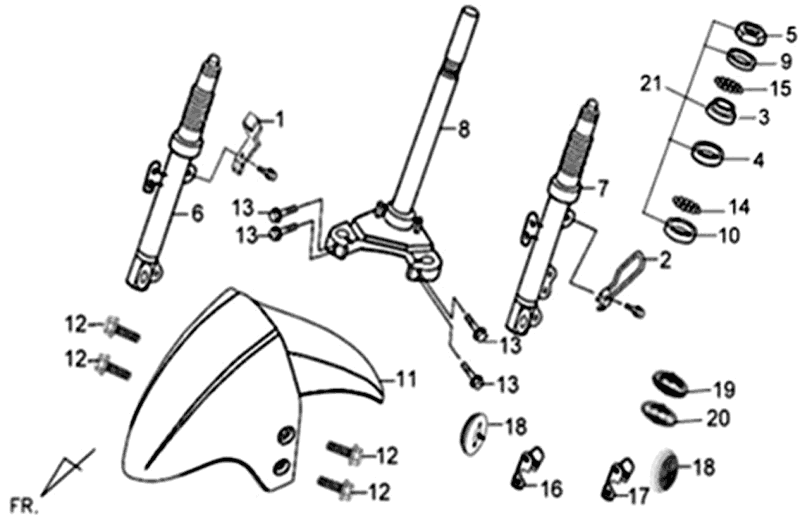 Voorvork - Balhoofdstel - Voorspatbord Sym Jet 4 (BU289) blue
