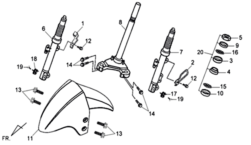 Voorvork - Balhoofdstel - Voorspatbord Sym Symphony SR (LX17348) chestnut