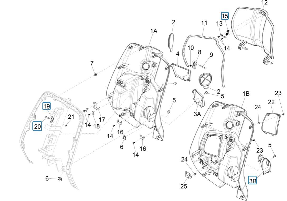 Beenschild Vespa Primavera 125 3V IE ABS