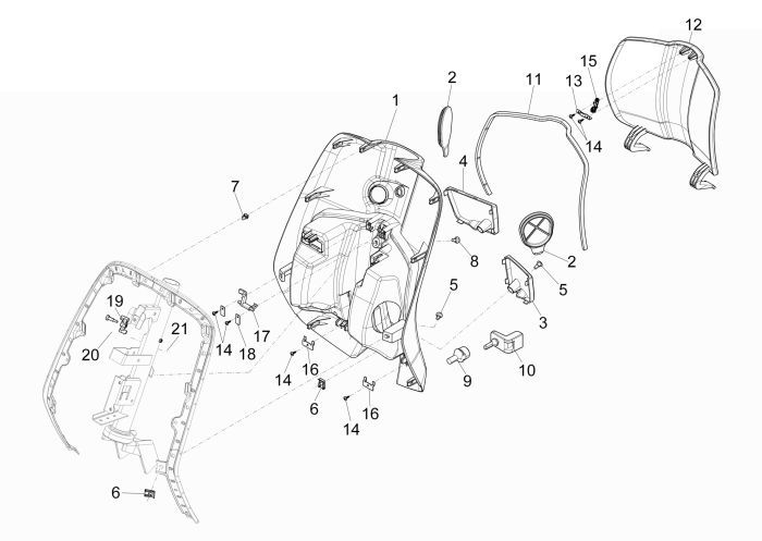 Beenschild Vespa Primavera 50 4-takt 4V rood dragon 894