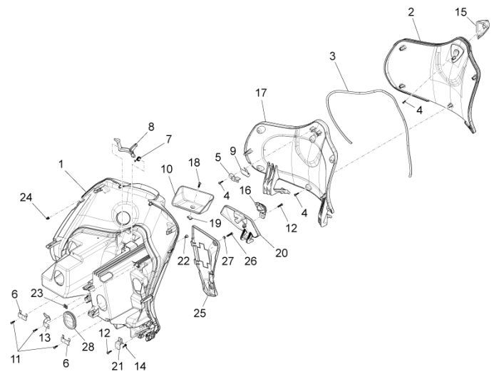 Voorspatbord Piaggio New Fly 4-takt 4V wit 566