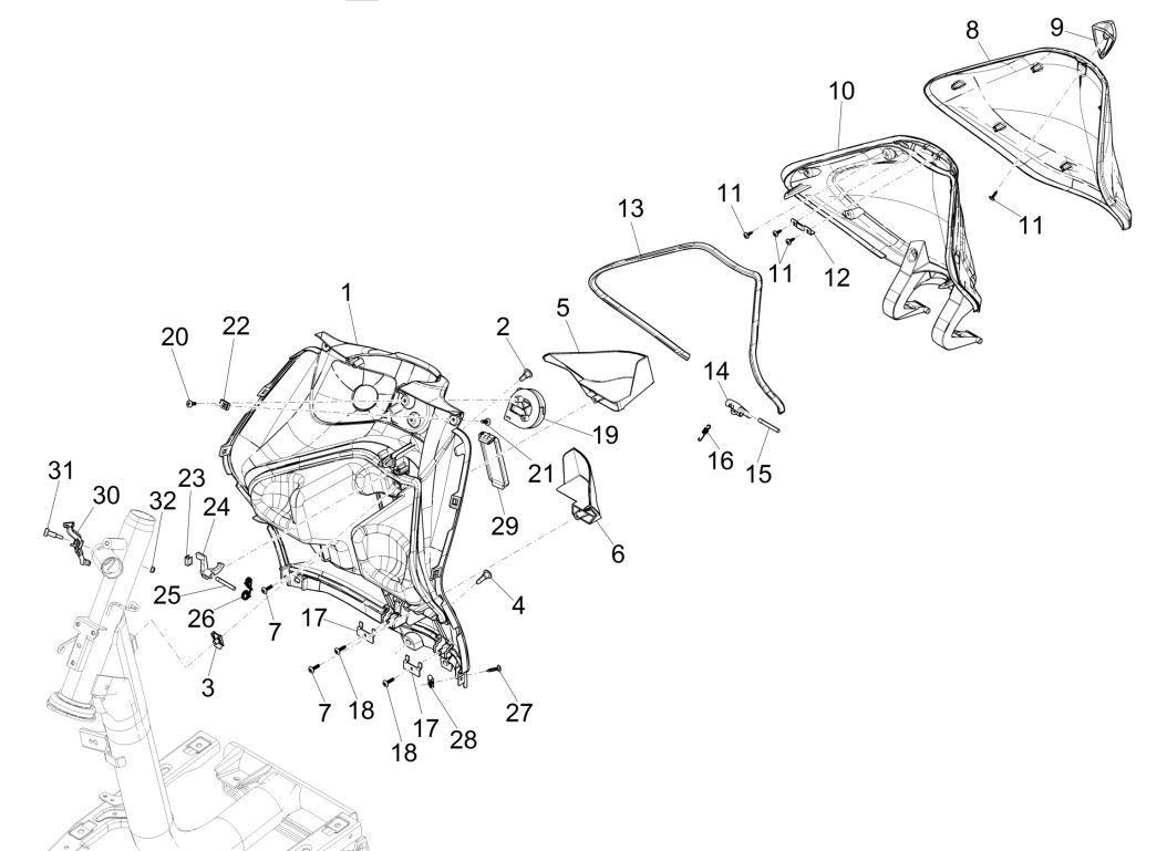 Beenschild Piaggio Liberty 125 IGET 3V ABS Euro 5