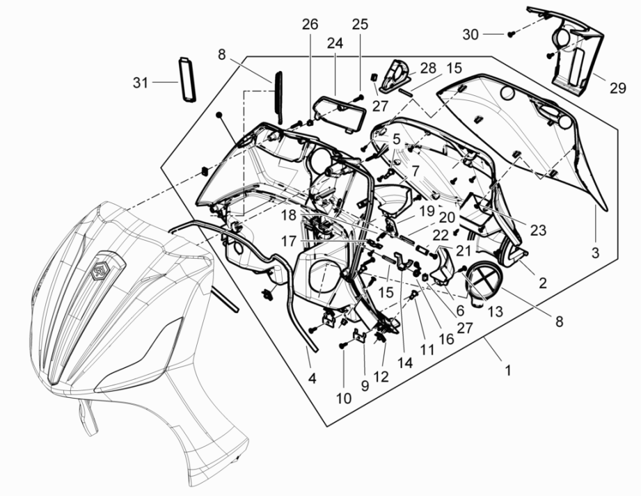 Beenschild Piaggio Beverly 125 RST 4V Euro 3 2010-2015
