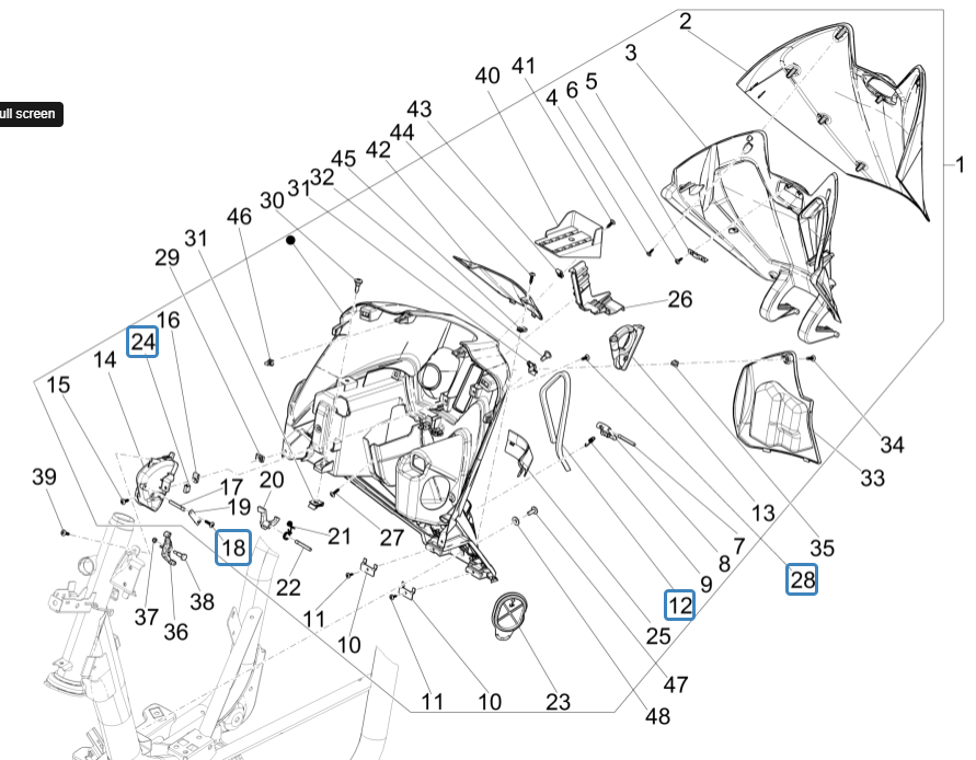 Beenschild Piaggio Medley 150 IE ABS Euro 4 2016-2020