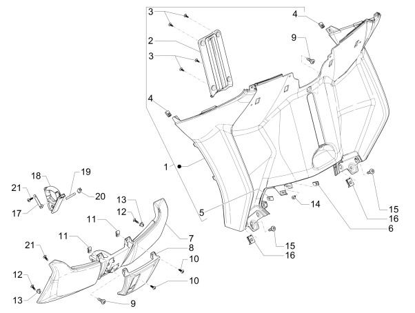 Beenschild Piaggio MP3 500 LT Sport 2014-2016