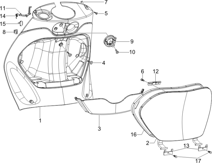 Beenschild Piaggio Zip 50 SP 2-takt LC 2006-2013