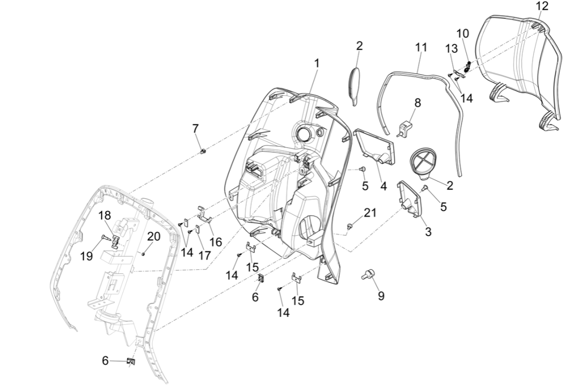 Beenschild Vespa Sprint 50 4-takt IGET 3V Euro 5