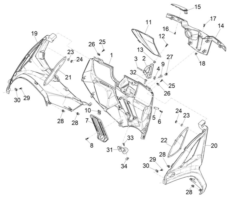 Beenschild Piaggio MP3 300 HPE / 300 HPE Sport ABS Euro 5 2020-2022