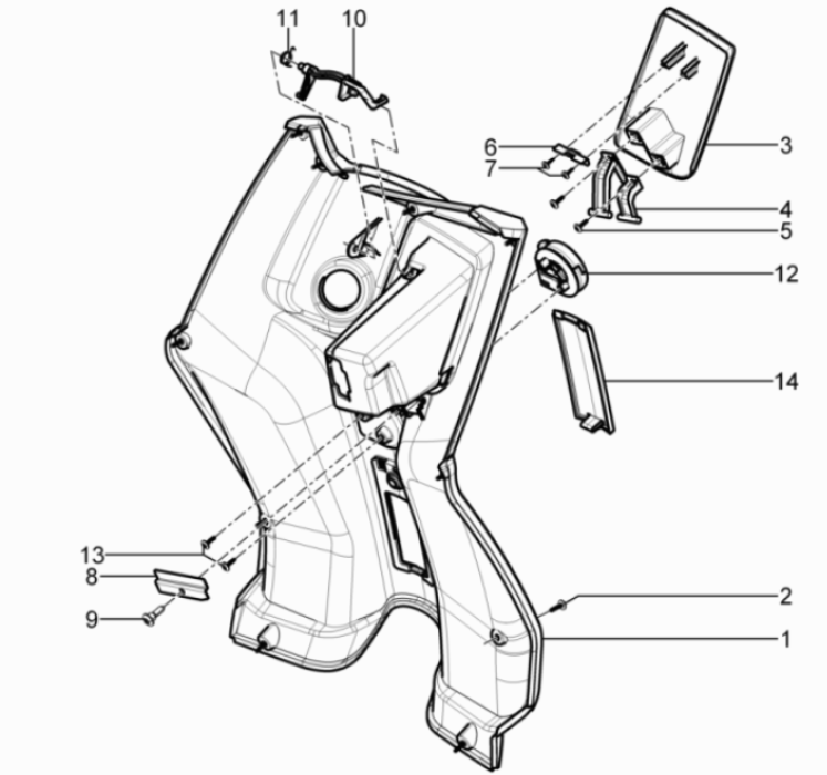 Beenschild Piaggio Typhoon 50 2-takt Euro 3 2011