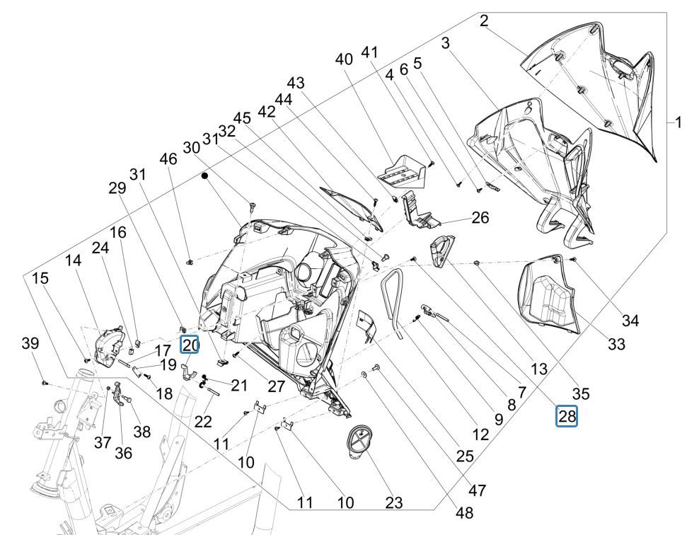 Beenschild Piaggio Medley 125 ABS Euro 5 2021-2022