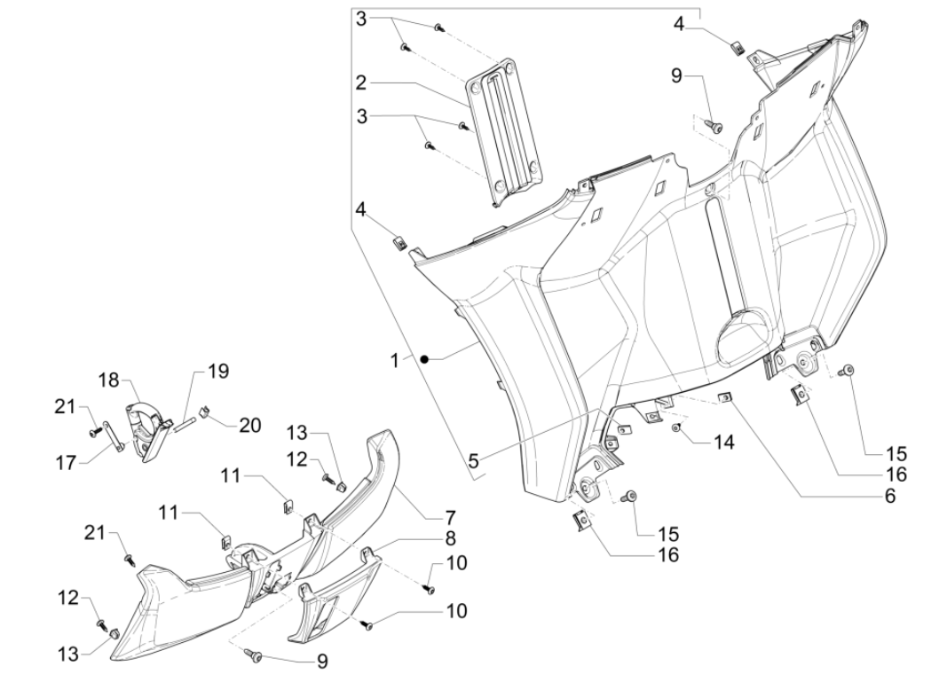 Beenschild Piaggio MP3 350 Maxi Sport ABS Euro 4 2018-2020