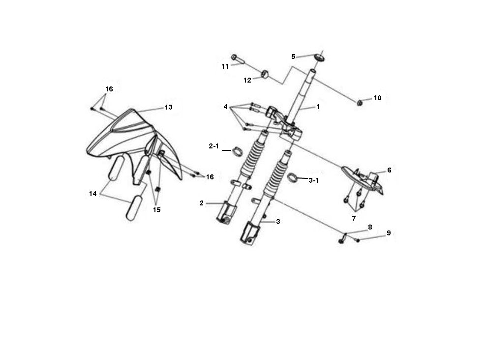 Voorvork - Balhoofdstel - Voorspatbord Sym Jet Sport-X 2-takt