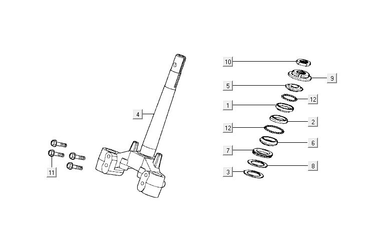 Voorvork - Balhoofdstel Kymco Activ 50 4-takt blauw-zwart
