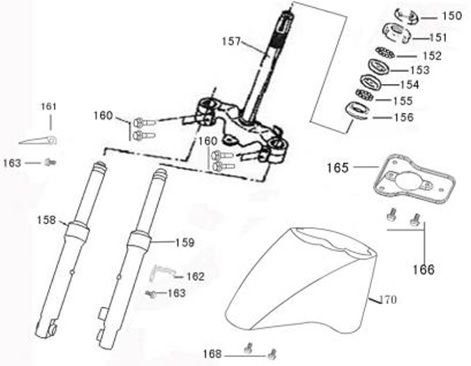 Voorvork - Balhoofdstel - Voorspatbord China Zip titanium