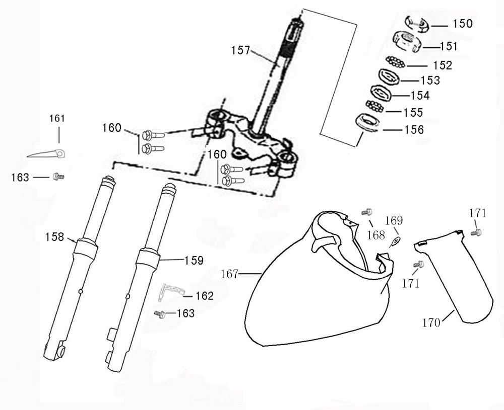Voorvork - Balhoofdstel - Voorspatbord BTC Riva II rood