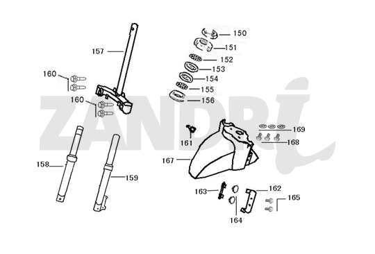 Voorvork - Balhoofdstel - Voorspatbord BTC Riva Sport oranje