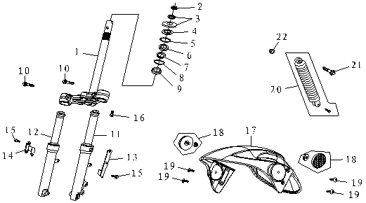 Voorvork - Balhoofdstel - Voorspatbord China FoX blauw mat