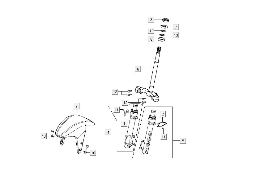 Voorvork - Balhoofdstel Kymco Super9 50 2-takt LC oud model matzwart-zilver