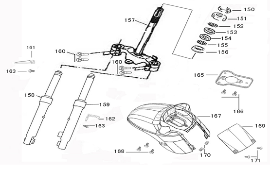 Voorvork - Balhoofdstel - Voorspatbord Znen Revival rood wit