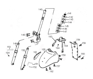 Voorvork - Balhoofdstel - Voorspatbord Znen Snail zwart