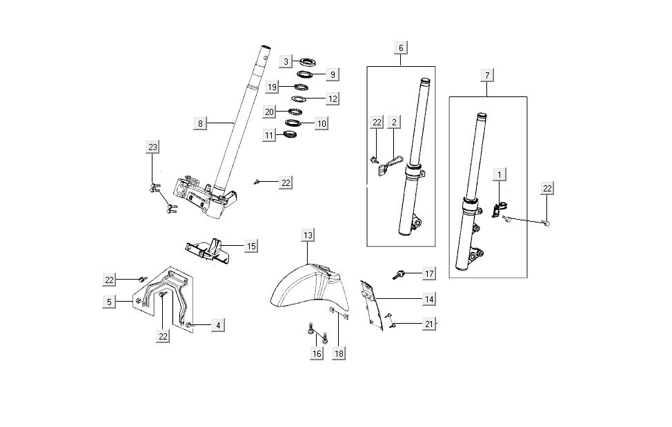 Voorvork - Balhoofdstel - Voorpatbord Kymco New Sento 50i 4-takt zwart