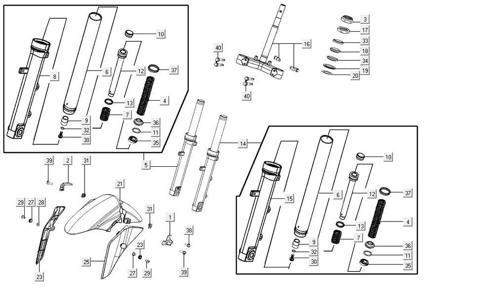 Voorvork - Balhoofdstel Agility 16+ 125 Mat Metallic Silver