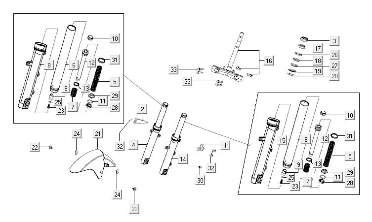 Voorvork - Balhoofdstel Agility CITY 16 150