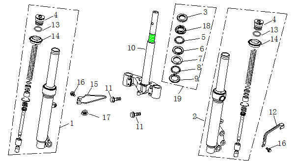 Voorvork - Balhoofdstel AGM Ape 50 bruin