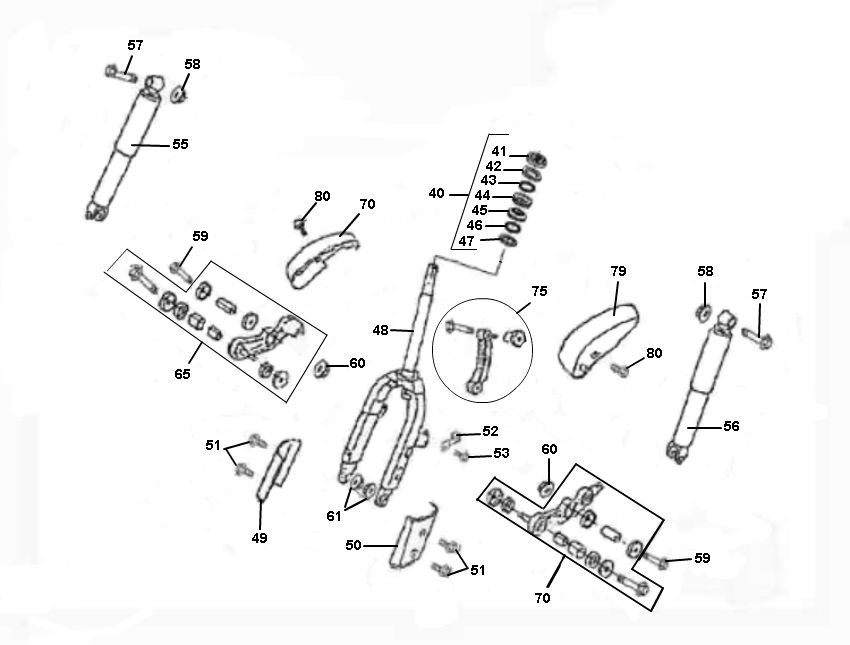 Voorvork - Balhoofdstel AGM Retro 4-takt