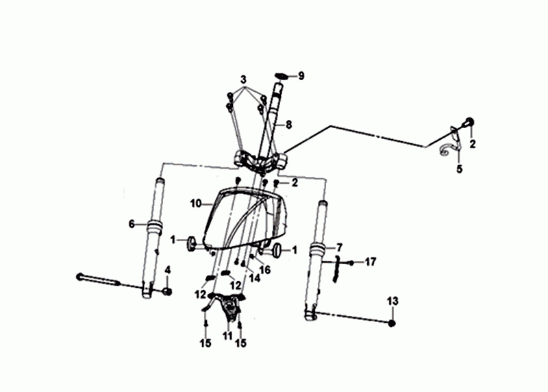 Voorvork - Balhoofdstel Sym Mio 50i (R-086 S-481S) Red Gold