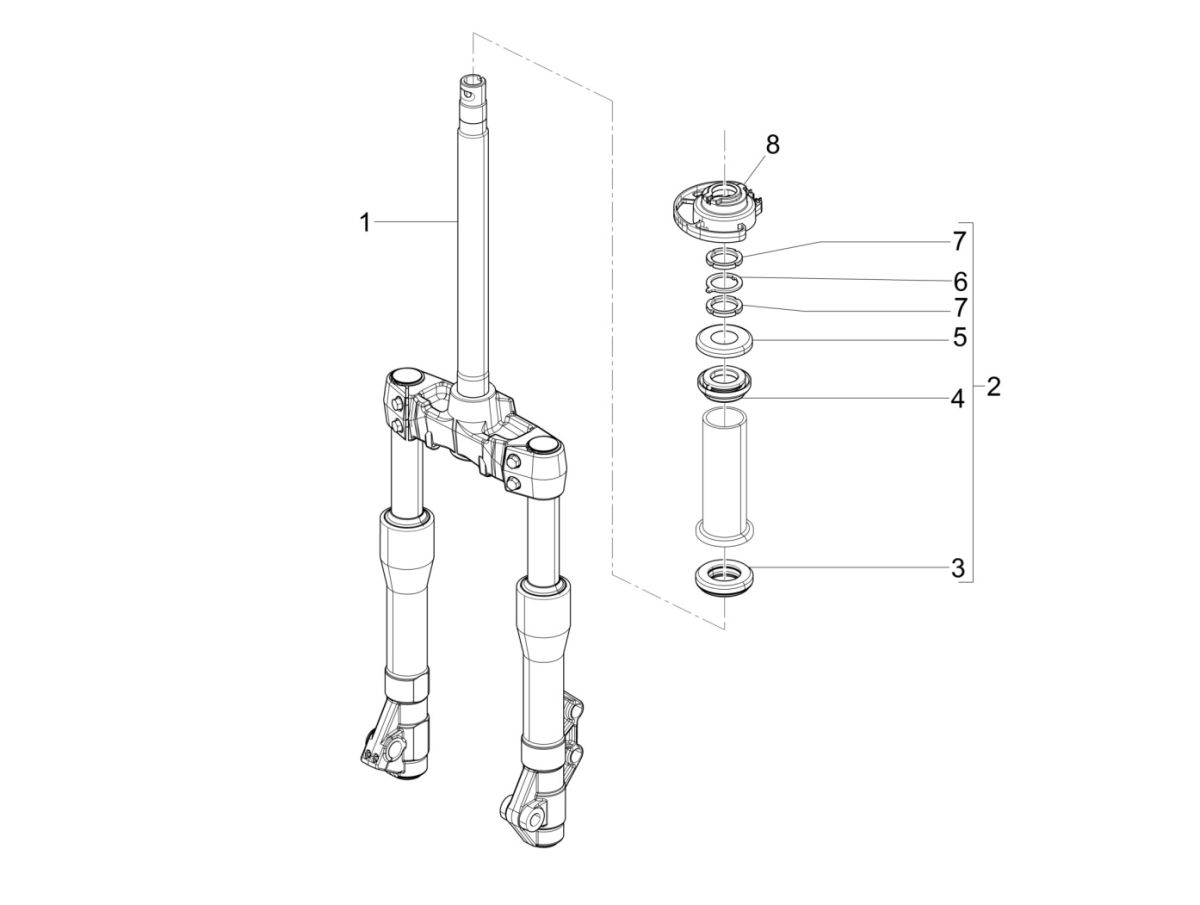 Voorvork - Balhoofdstel Piaggio Beverly 300 IE ABS Euro 4 2016-2020