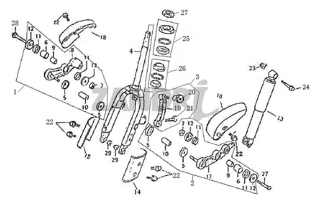 Voorvork - Balhoofdstel BTC Grande Retro GT1 blauw creme metallic