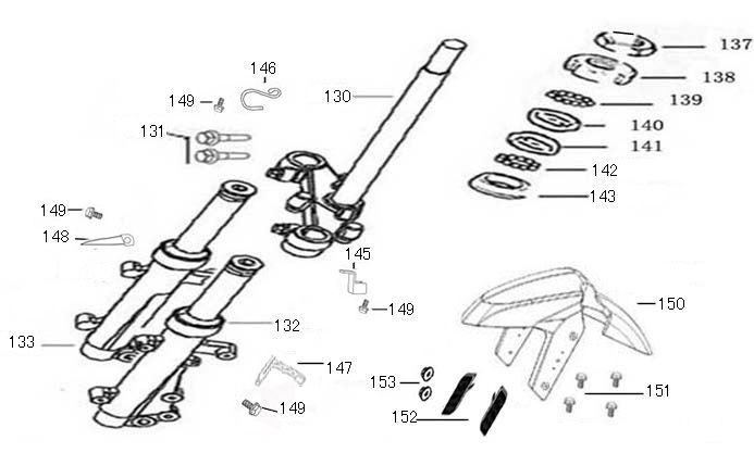 Voorvork - Balhoofdstel China R8 flat mat antraciet