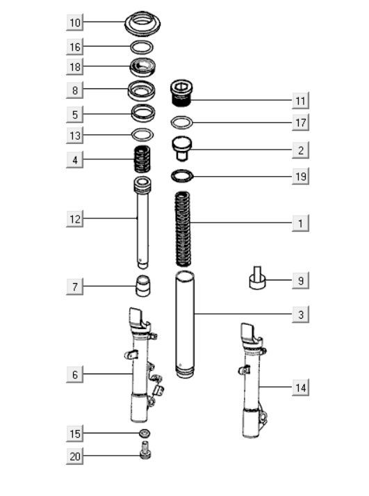 Voorvork onderdelen Kymco Downtown 300i wit