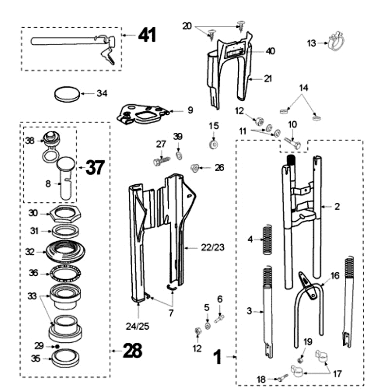 Voorvork - Balhoofdstel Peugeot Vogue Zwart