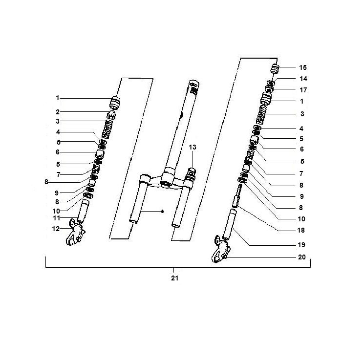 Voorvork - Balhoofdstel Gilera Runner 50 2-takt LC 1998-2005