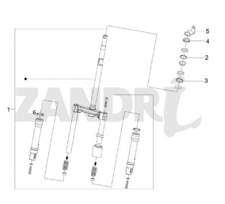 Voorvork - Balhoofdstel Piaggio Zip 2000 2-takt AC