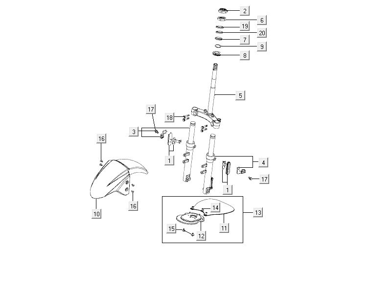 Voorvork - Balhoofdstel Kymco Delivery 4-takt wit