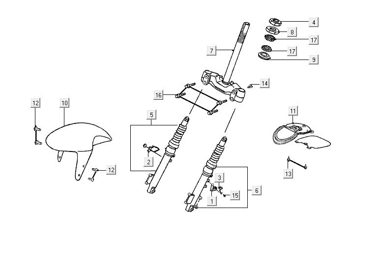 Voorvork - Balhoofdstel Kymco Yup 50 2-takt AC blauw-zilver