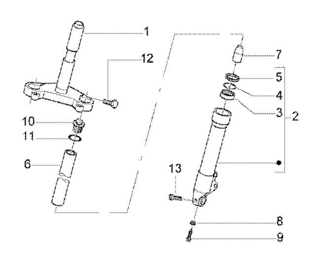 Voorvork onderdelen Gilera Runner FXR 180 2-takt