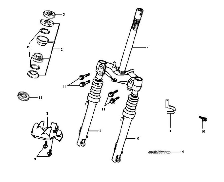 Voorvork - Balhoofdstel Sym Jet Euro-X 2-takt