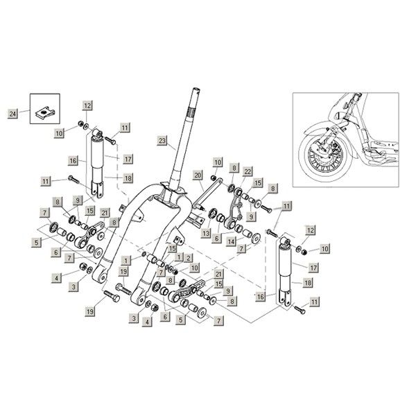 Voorvork Aprilia Habana 2-takt (Morini motor) 1999-2004